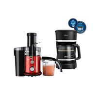 Combo Extractor de Jugos FPSTJE320R de 600 W y Cafetera Programable 12 Tazas