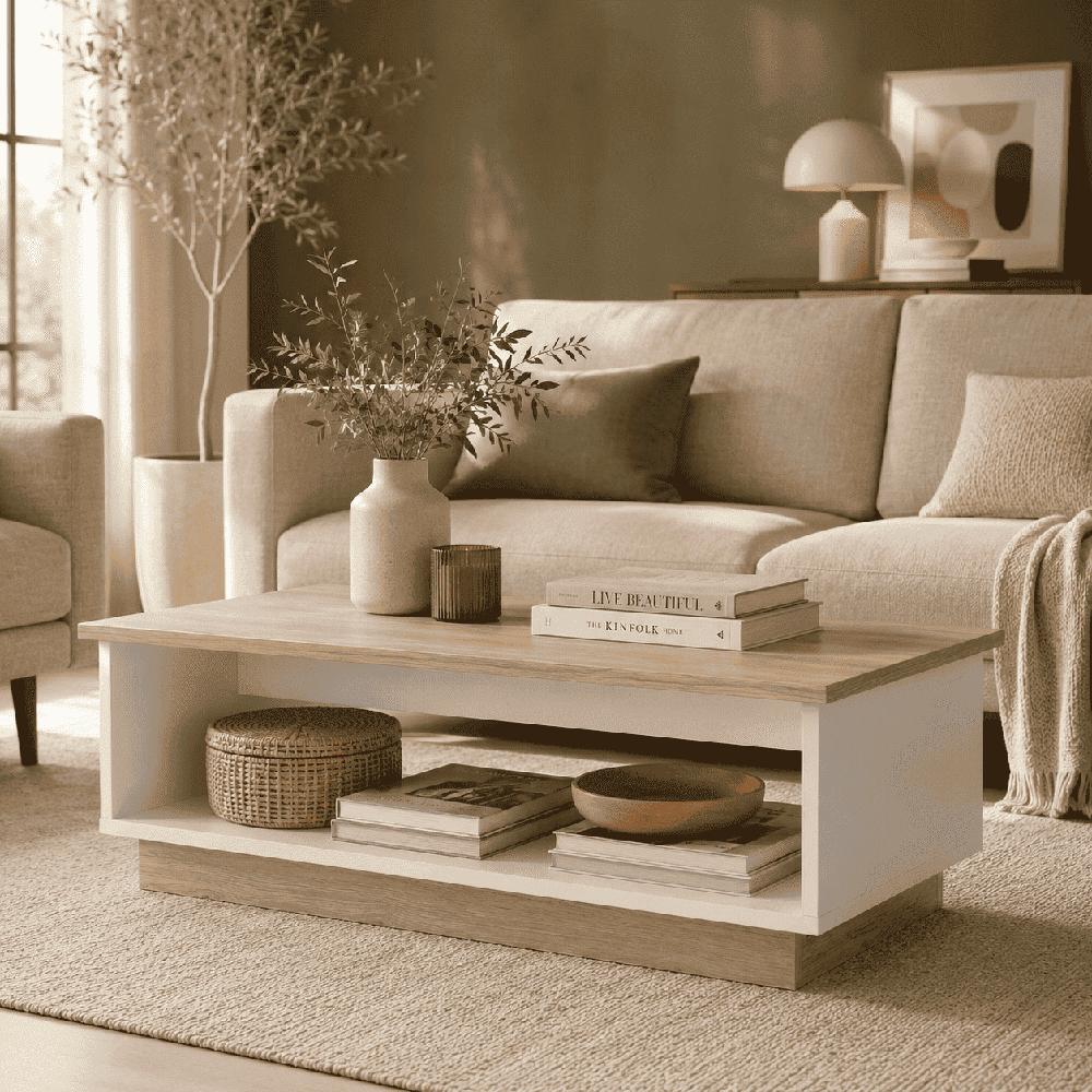 Mesa de centro rectangular Siena amaderado Muebleo.pe