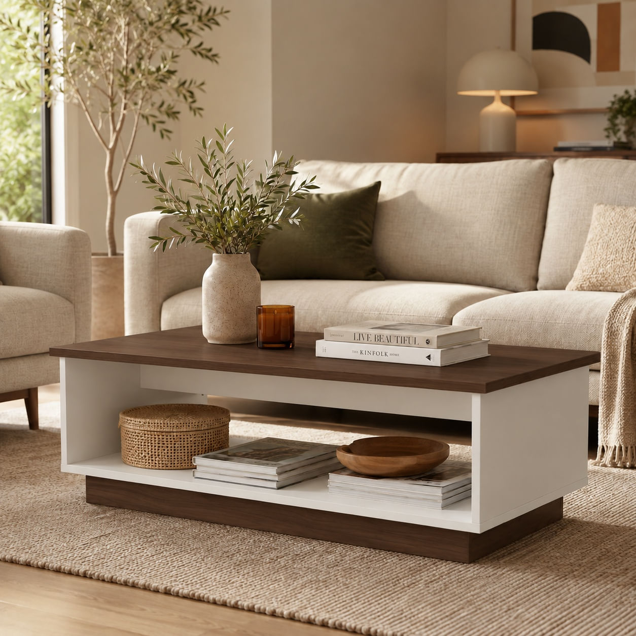 Mesa de centro rectangular Siena caramelo Muebleo.pe