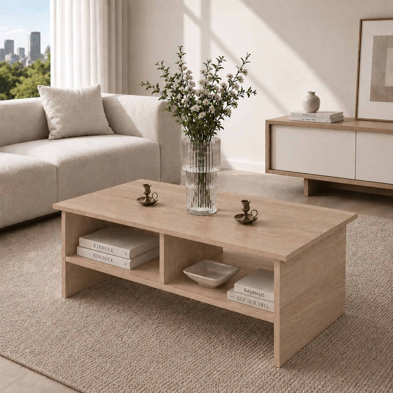 Mesa de centro rectangular Kova color madera Muebleo.pe