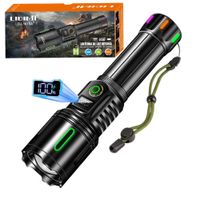 Linterna Táctica Recargable Alta Potencia 30W Zoom Telescópico Pantalla Digital