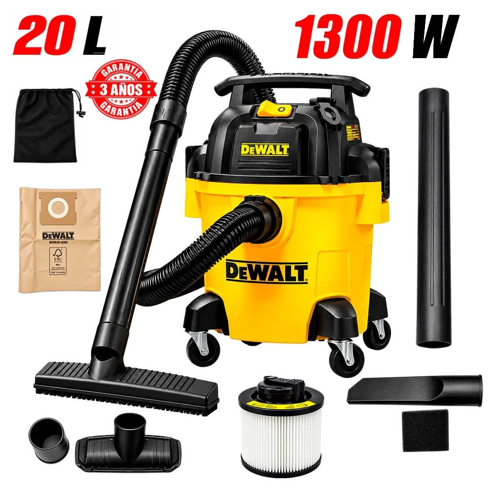 Aspiradora Industrial de Polvo y Agua Dewalt DXV20P-B2 1300W