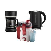 Combo Cafetera 12 Tazas BVSTDCP121B - Extractor 500 ML - Hervidor 1.7 Litros