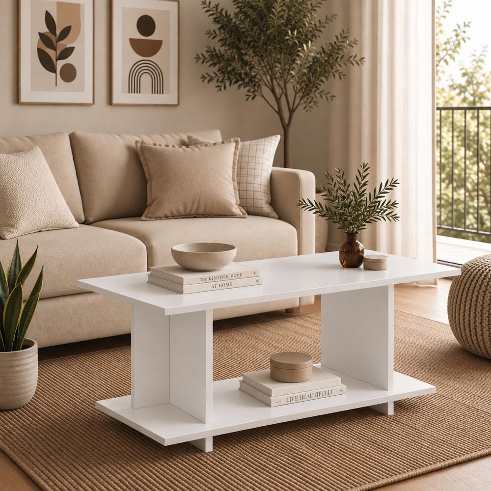 Mesa de centro rectangular minimalista Noah color blanco Muebleo.pe
