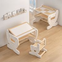 Set Escritorio Infantil Multifuncional con Silla y Mesa Regulable altura  Beige