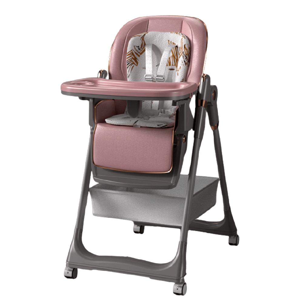 Silla de comer multialtura rosado con gris desde bebe hasta niño