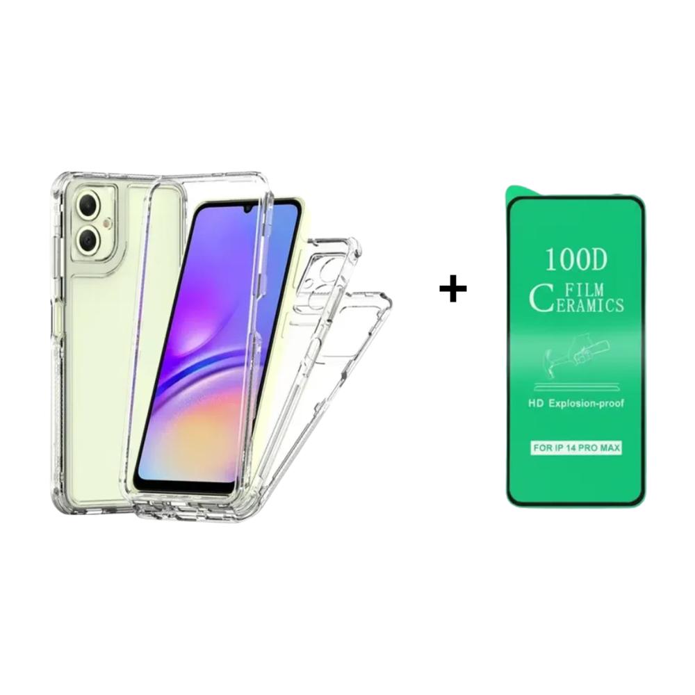 FUNDA CASE 3EN1 TRANSPARENTE PARA TECNO 20PRO MAS PROTECTOR DE PANTALLA