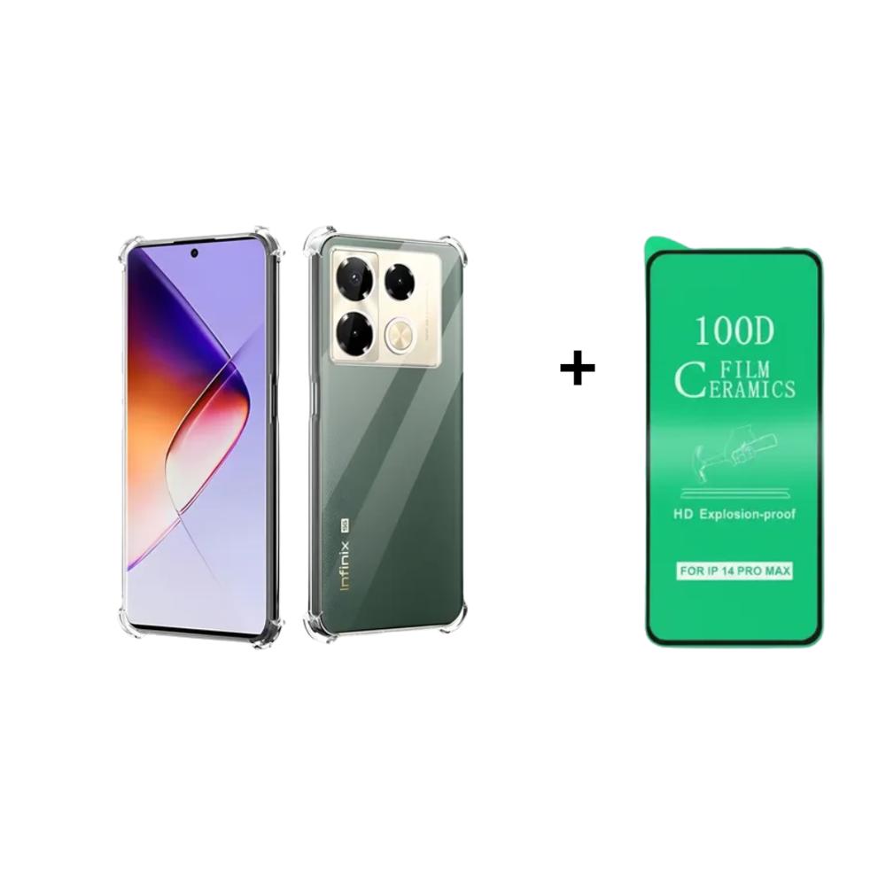 FUNDA CASE 3EN1 TRANSPARENTE PARA INFINIX NOTE40 4G  MAS PROTECTOR DE PANTALLA