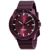 Reloj Perry Ellis Deep Diver 46 02005-03 Fecha Acero Inoxidable Correa de Silicona Vino