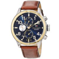 Reloj Tommy Hilfiger Cool Sport 1791137 Multifuncional Correa De Cuero Marron Dorado Azul
