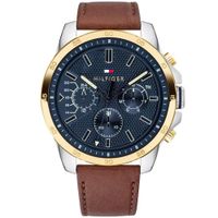 Reloj Tommy Hilfiger Decker 1791561 Multifuncional Correa de Cuero Marrón Dial Azul
