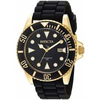 Reloj Invicta Pro Diver 90303 Fecha Acero Inoxidable Dorado Correa de Silicona Negro