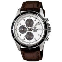 Reloj Casio Edifice EFR-526L-7AV Fecha Cronómetro Correa de Cuero Marrón Dial Blanco