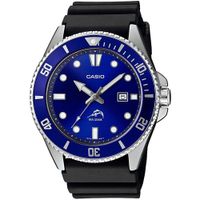 Reloj Casio Duro Marlin MDV-106B-2AV Acuático Fecha Correa de Resina Negro Dial Azul