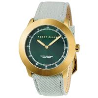 Reloj Perry Ellis New Slim Line 11003-05 Correa de Cuero y Denim Dial Verde