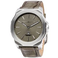 Reloj Perry Ellis Decagon 46 05004-01 Fecha Acero Inoxidable Correa de Cuero Beige Dial Verde