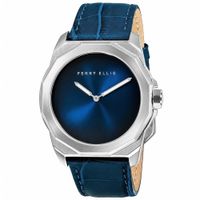 Reloj Perry Ellis Decagon Fading 10002-01 Correa de Cuero y Dial Azul