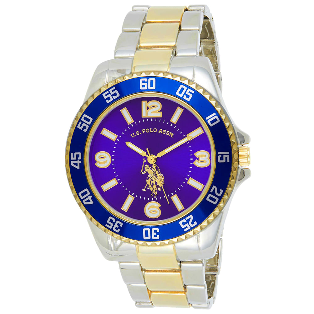 Reloj U.S. Polo Assn. USC80514 para Hombre Plateado Dorado Dial Morado