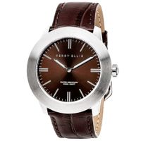 Reloj para Hombre Perry Ellis Slim Line 46 03003-01 Correa de Cuero y Dial Marrón