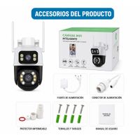 Cámara WiFi PTZ 360 doble lente 3K HD alarma y audio bidireccional.