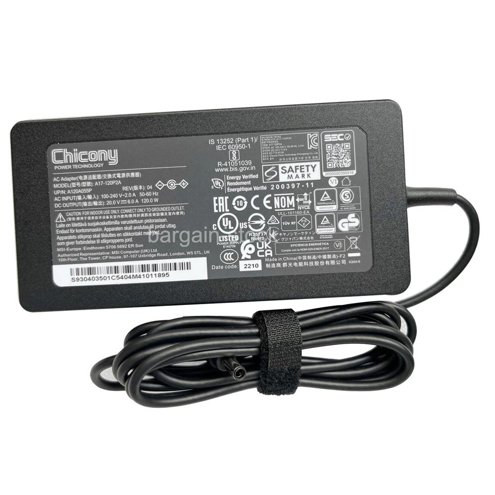 Cargador laptop MSI 120w 20v 6a Punta fina 4.5mm-3.0mm