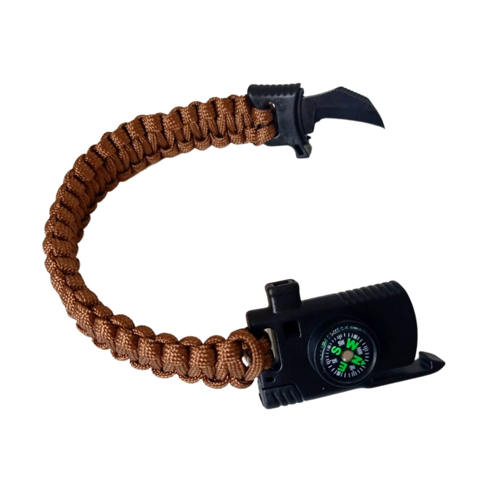 Pulsera Táctica Paracord Camping y Supervivencia Con Navaja Coyote