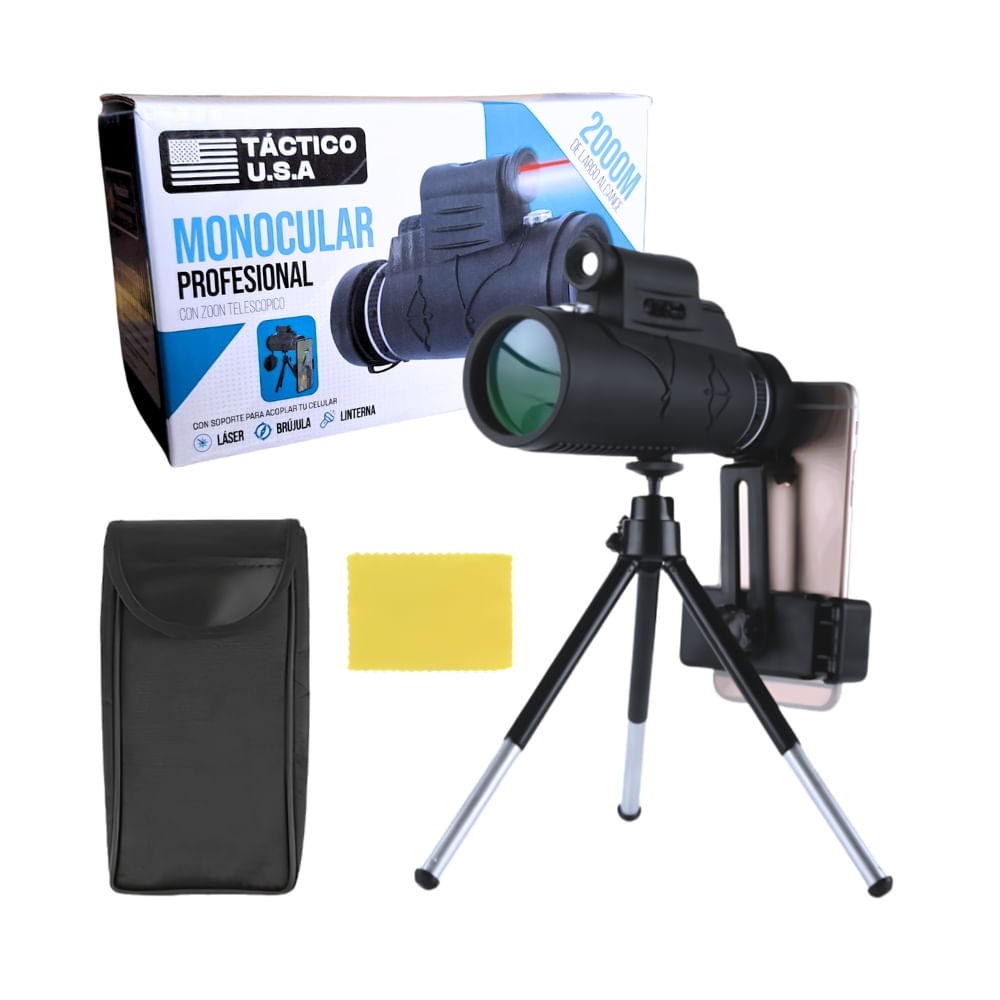 Monocular Profesional 2000m 50x60 con Brújula, Láser, Linterna y Trípode