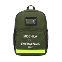 Mini Mochila de Emergencia Verde con Tira Reflectiva 4 Bolsillos Ajustables