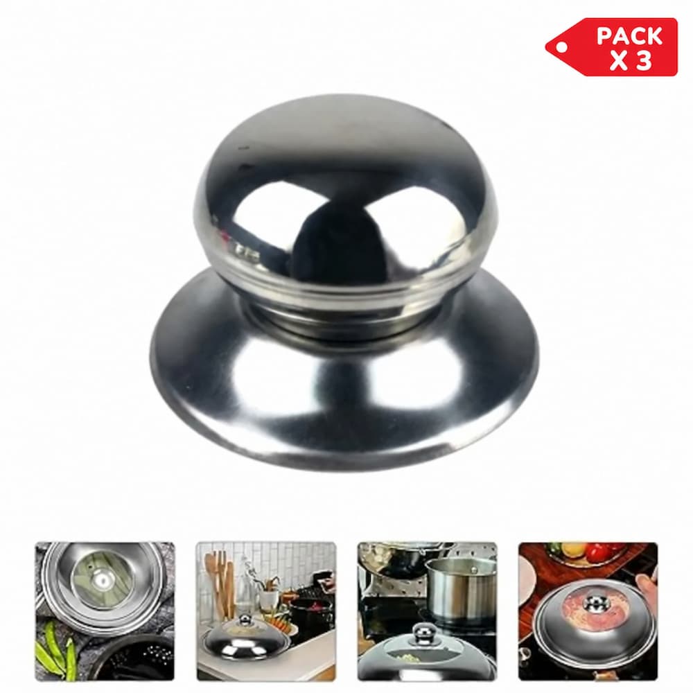 Pack X3 Perillas Metálicas De Repuesto Para Tapas De Olla