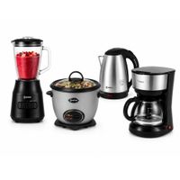 Olla Arrocera Gris 1.5L Más Licuadora 1.5L Más Hervidor 1.8 Litros Plata Más Cafetera 6 Tazas