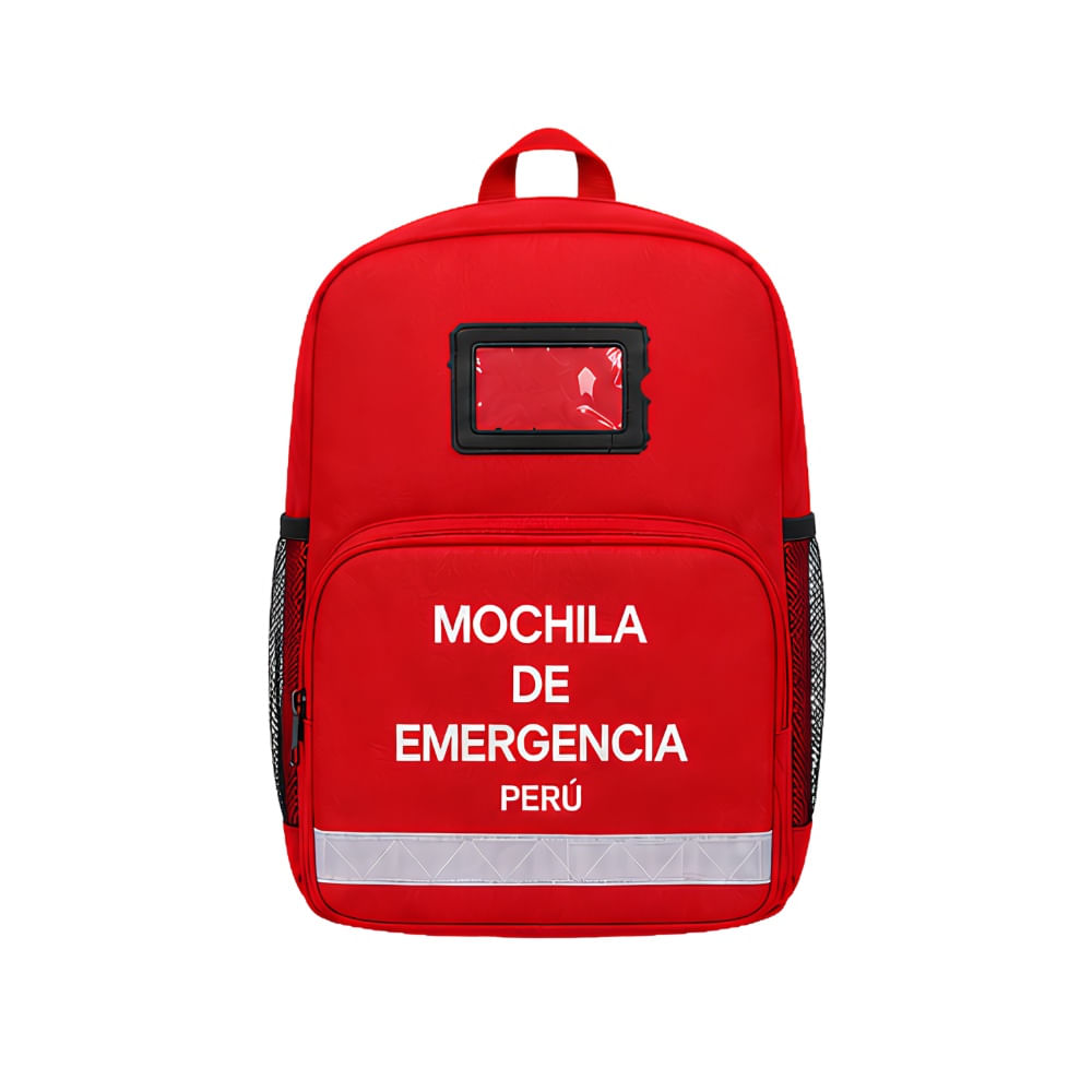 Mini Mochila de Emergencia Roja con Tira Reflectiva 4 Bolsillos Ajustables
