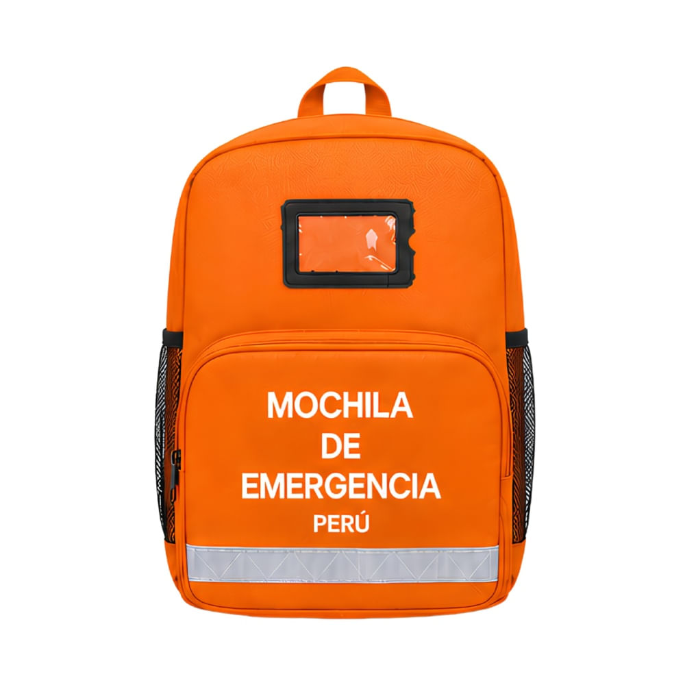 Mini Mochila de Emergencia Naranja con Tira Reflectiva 4 Bolsillos Ajustables