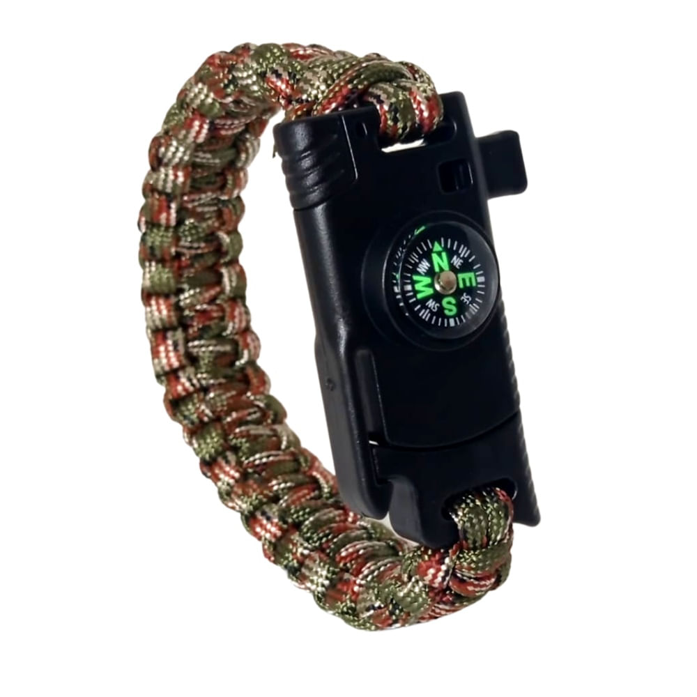 Pulsera Táctica Paracord Camping y Supervivencia Con Navaja Camuflado