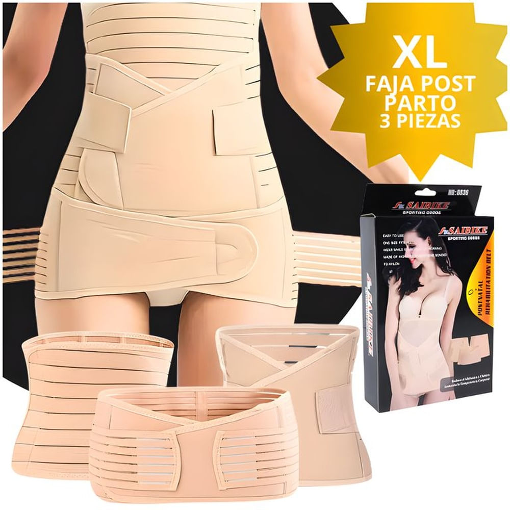 Faja Post parto de 3 Piezas Abdomen Cintura y Pelvis XL