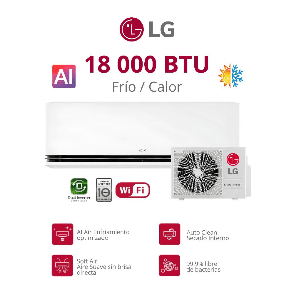 Aire Acondicionado LG Dualcool con AI Inverter 18000 BTU Frío y Calor