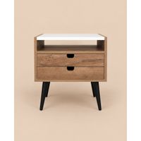 Velador Mesa de Noche Vintage Chantal Ventitas Home Bellota y Blanco