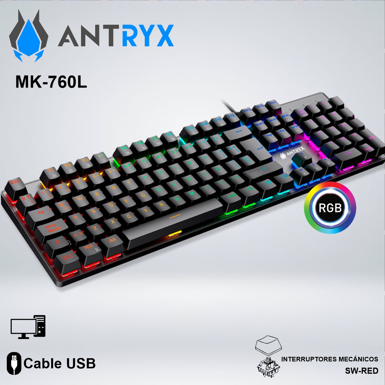 TECLADO GAMER ANTRYX MK760L SW RED