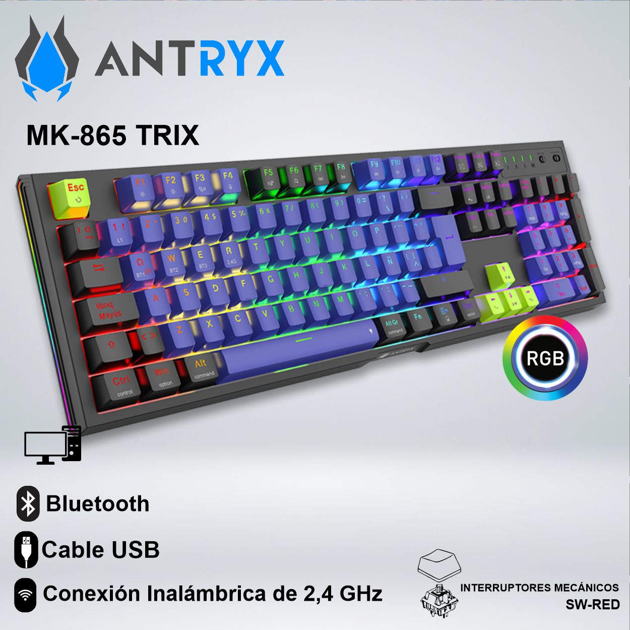 TECLADO GAMER ANTRYX MK-865 TRIX - SW RED