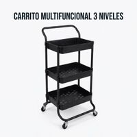 Carrito Organizador Multiuso De 3 Niveles Con Ruedas Color Negro.