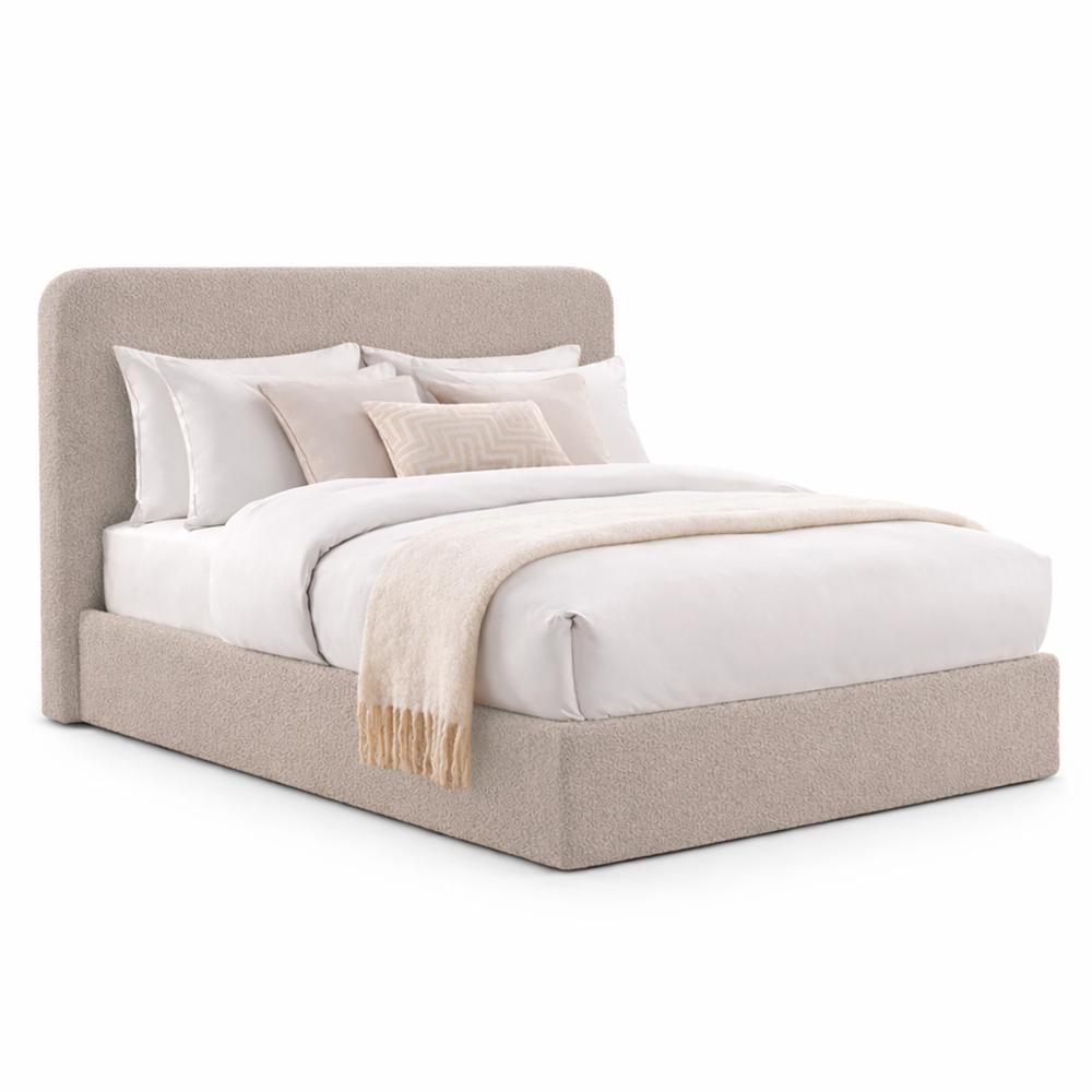 Cama Tapizada California LeMueble Curvo 1.5 Plz Camel