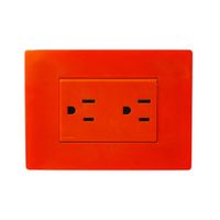 TOMACORRIENTE ESTABILIZADO DUPLEX AMERICANO CON TIERRA S33 PLACA NARANJA Y DADO S22 NARANJA SINTHESI