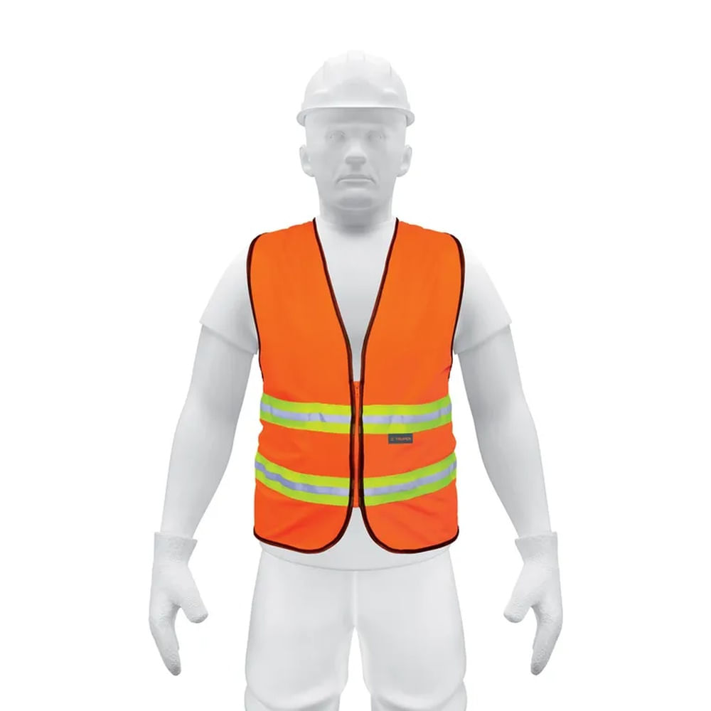 Chaleco de seguridad naranja alta visibilidad con cierre 13473