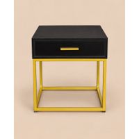 Mesa Auxiliar Velador Deluxe Marcia Ventitas Home Negro y Dorado