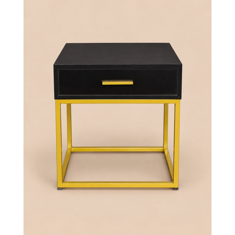 Mesa Auxiliar Velador Deluxe Marcia Ventitas Home Negro y Dorado