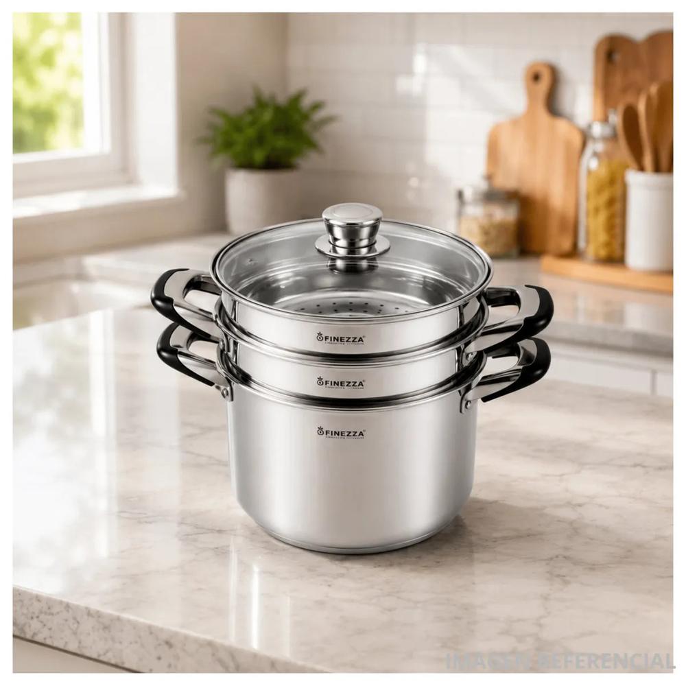 Olla Espaguetera Finezza de Acero Inoxidable de 6 litros con Tapa Escurridora - FZ-0062SP