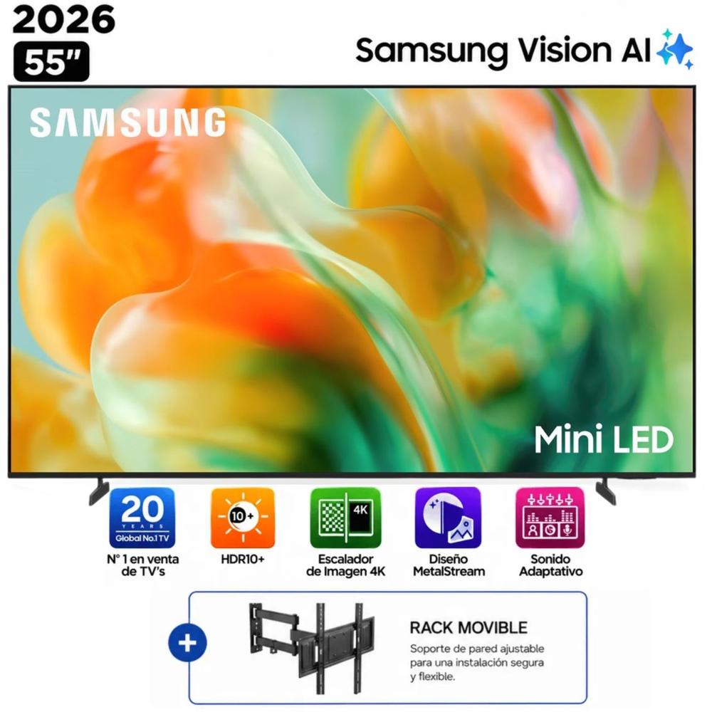 Televisor Mini LED 55 pulgadas 4K Ultra HD Tizen UN55M80HAGXPE y Rack Movible