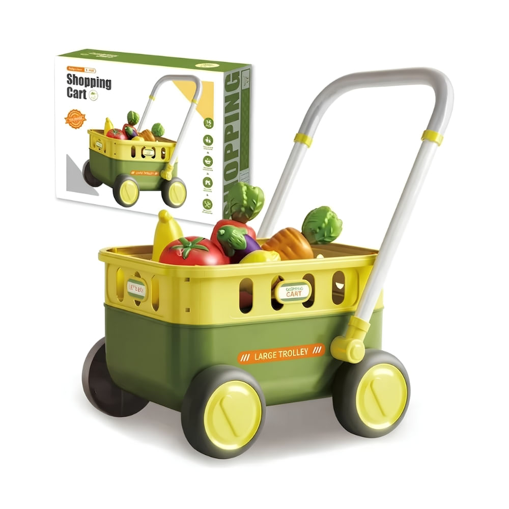 Juguete Carrito de Compras Shopping Car 16 pcs Verde