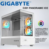 CASE MID TOWER GIGABYTE C201 PANORAMIC ICE ARGB WHITE