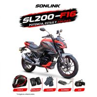 Moto Sonlink SL200-F16 Naked Rojo 200cc 16.8 HP 5 Vel. con USB y Led