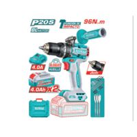 Taladro Percutor Li-ion 20v 96nm 13mm 2x4.0ah Brushless +acc y Mango Maletin Industrial Tidli209686